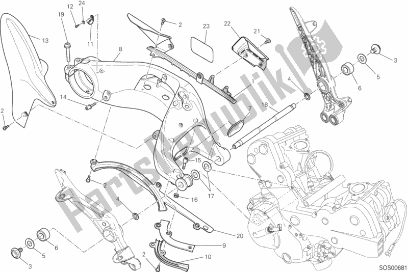 Alle onderdelen voor de 28a - Forcellone Posteriore van de Ducati Hypermotard 939 2016